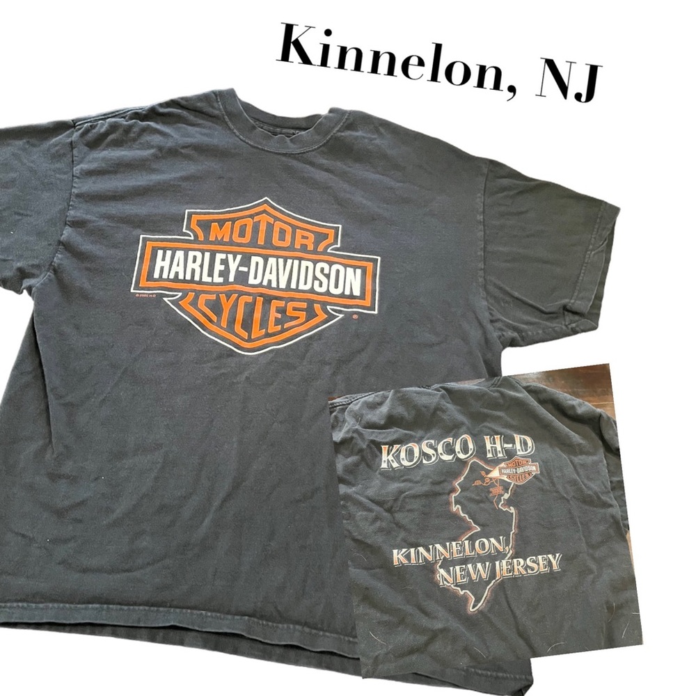 Harley Davidson, black short sleeve cotton T-shirt Kinnelon New Jersey XL - Picture 1 of 10